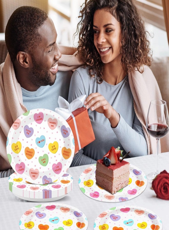 QOUBAI 50Pcs Valentine's Party Oval Plates 11 Inch Disposable Conversation Heart Paper Plate Valentine Tableware Dinnerware Set Heart Platter Dish Tray for Anniversary Wedding Party Decor Supplies - Image 5